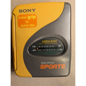 Sony Walkman Sports Mega Bass WM-SXF33 Untested As Is For Parts Yellow Vintage